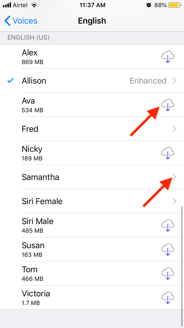 iOS Download Additional Voices and Select them iOS Download Additional Voices and Select them