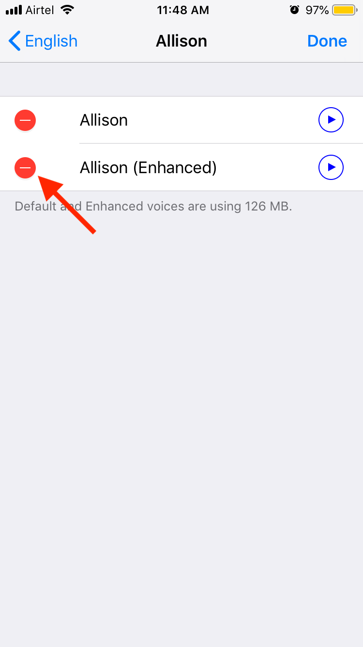 Deleting Downloaded Voices on iOS Deleting Downloaded Voices on iOS